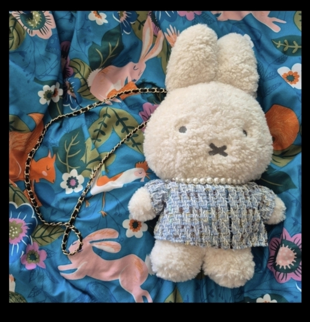 New! Miffy Tweeted Dress Plush Bag From Japan